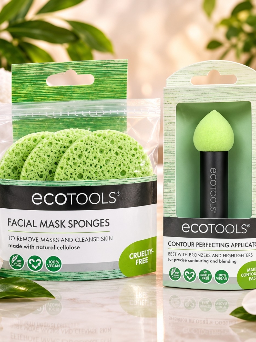 ecotools Green Facial Mask Sponges & Contour Applicator Duo
